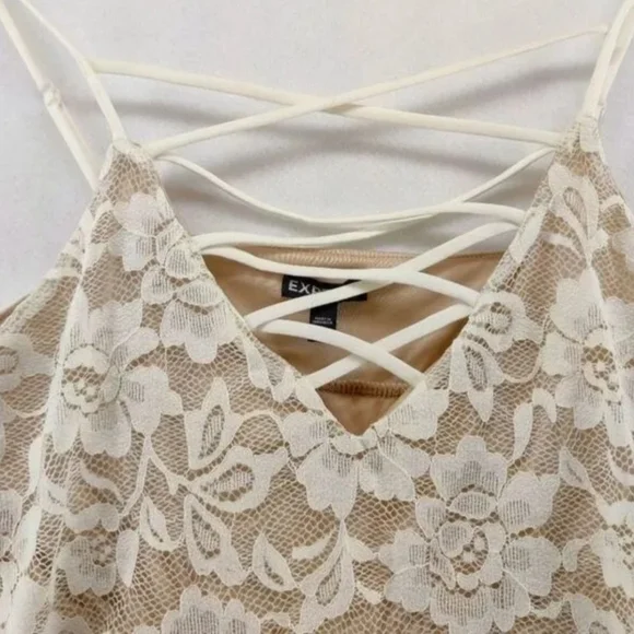 Express Tank Top Womens Small White Tiered Lace Strappy Business Casual Career - Picture 4 of 8